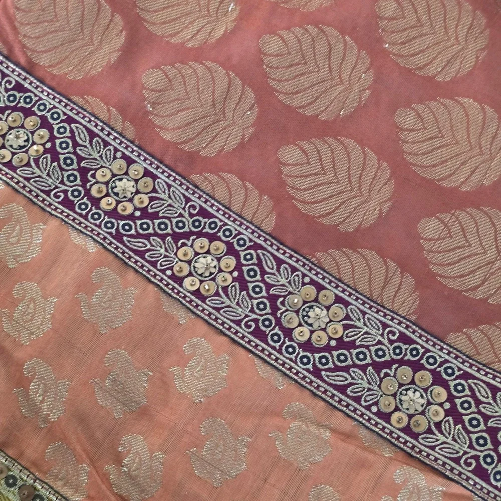 Pier 1 Imports Table Runner 13x72 Beaded Sequin Metallic Boho Terracotta Gold